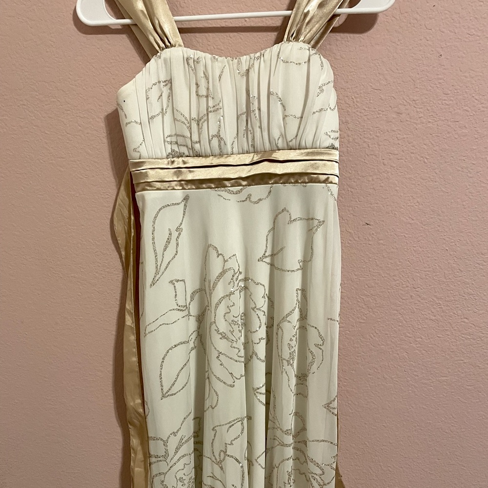 White and Gold Kids Dress